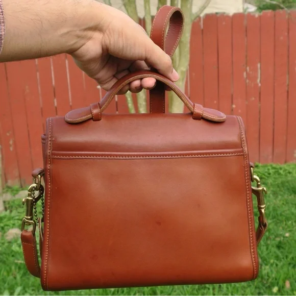 Vintage Coach Court Bag #9870 British Tan Leather | USA Made - Picture 4 of 14